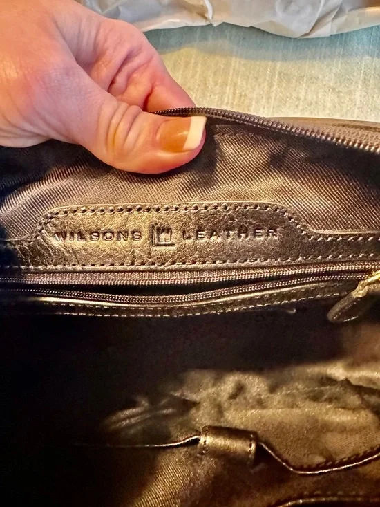 Wilsons Leather Black Hobo Shoulder Bag with Gold Hardware - Picture 8 of 9